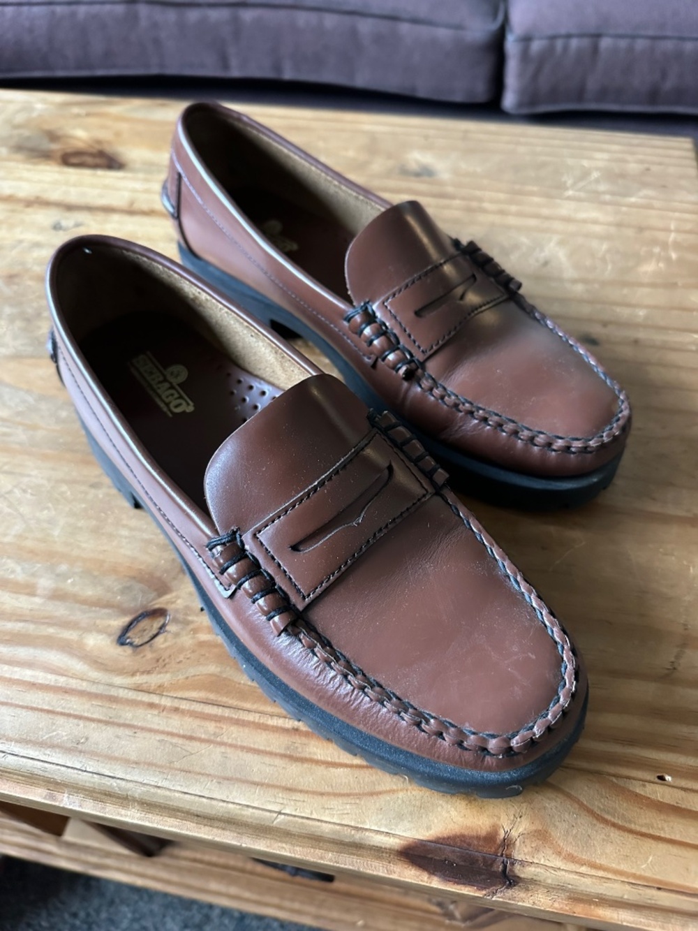 Women's Brown SEBAGO Dan Lug Chunky Loafer Size 8